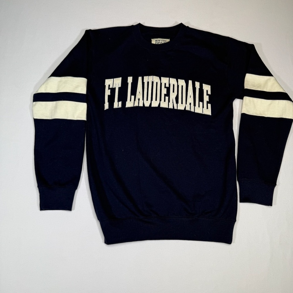New York Popular FT Lauderdale Sweatshirt - Small Navy Blue‎ Pullover